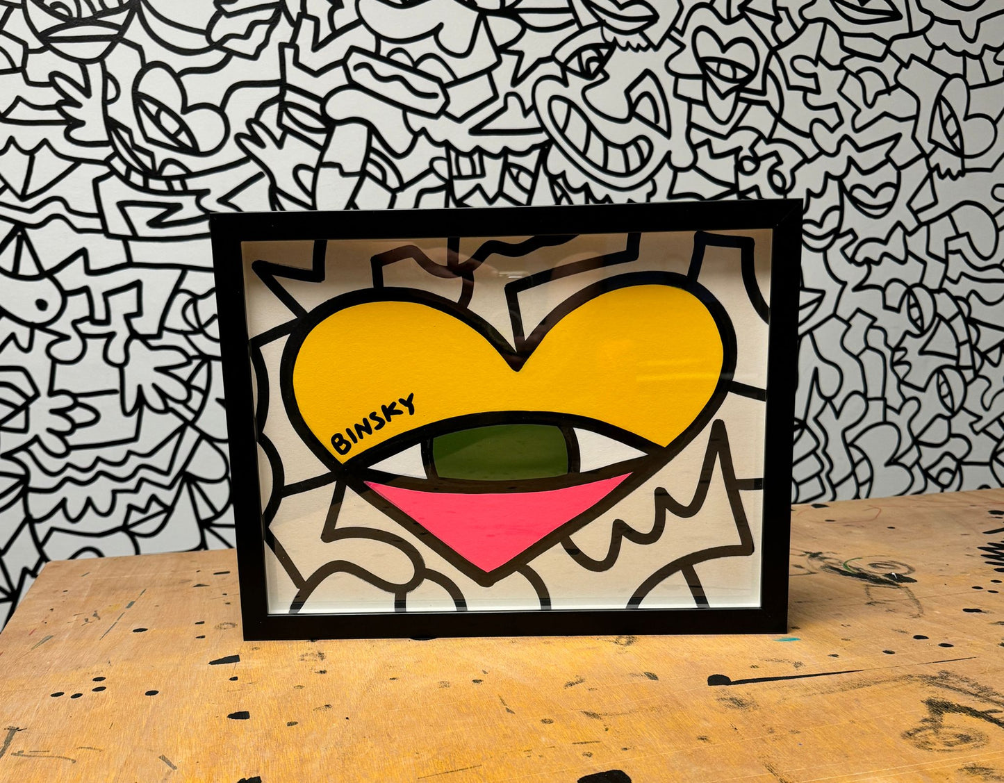 Acrylic heart painting on recycled paper