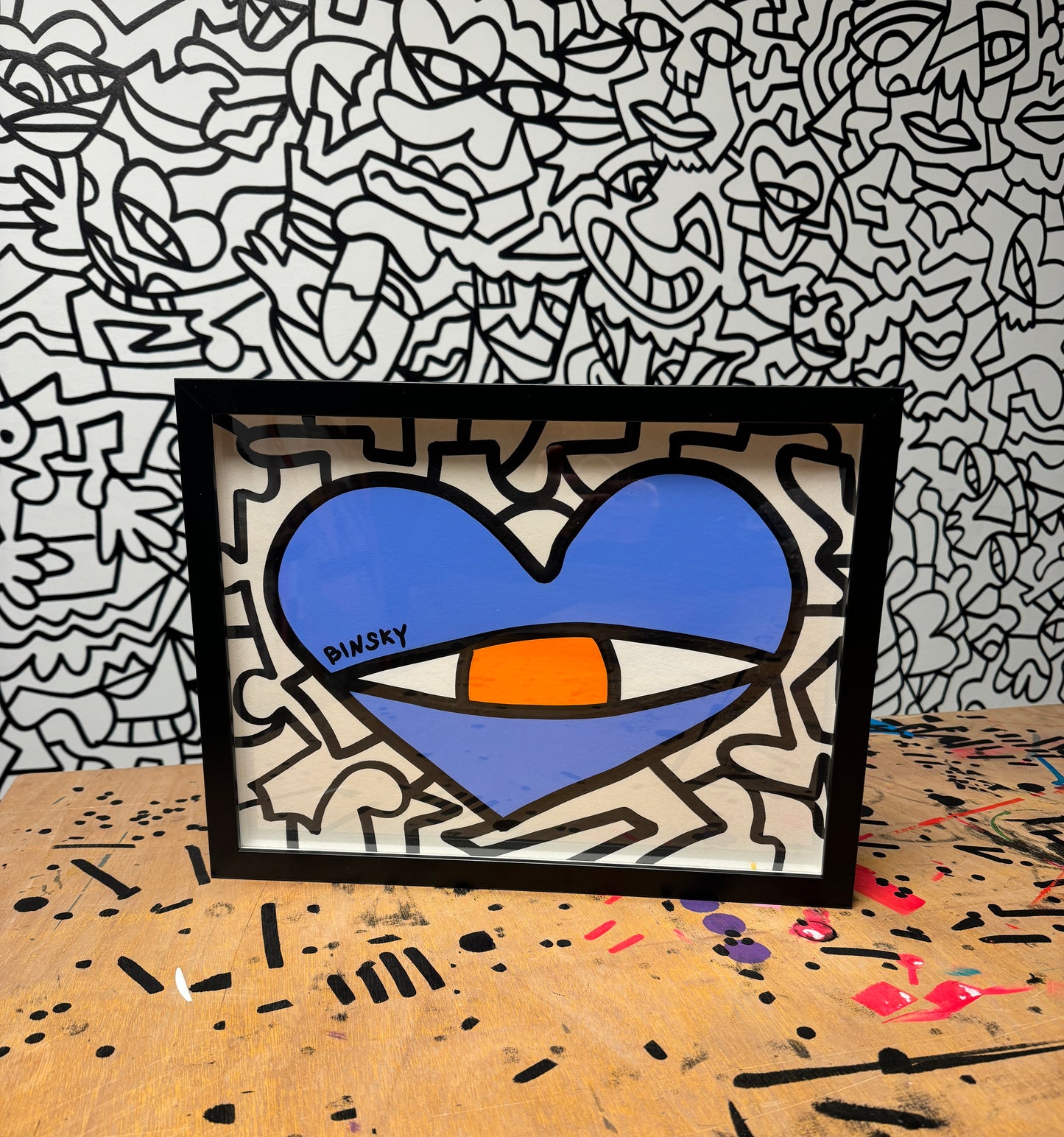 Acrylic heart painting on recycled paper