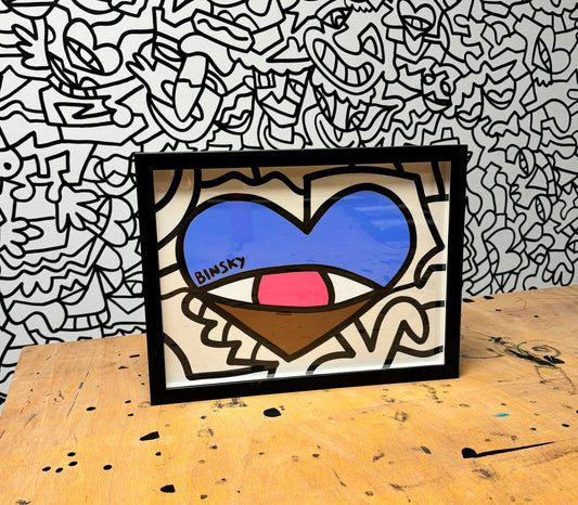 Acrylic heart painting on recycled paper