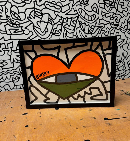 Acrylic heart painting on recycled paper