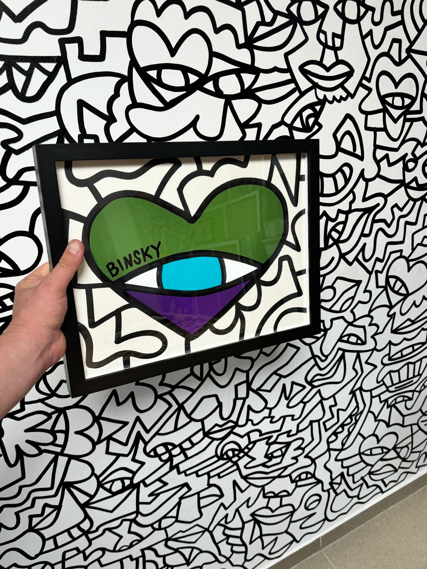 Acrylic heart painting on recycled paper