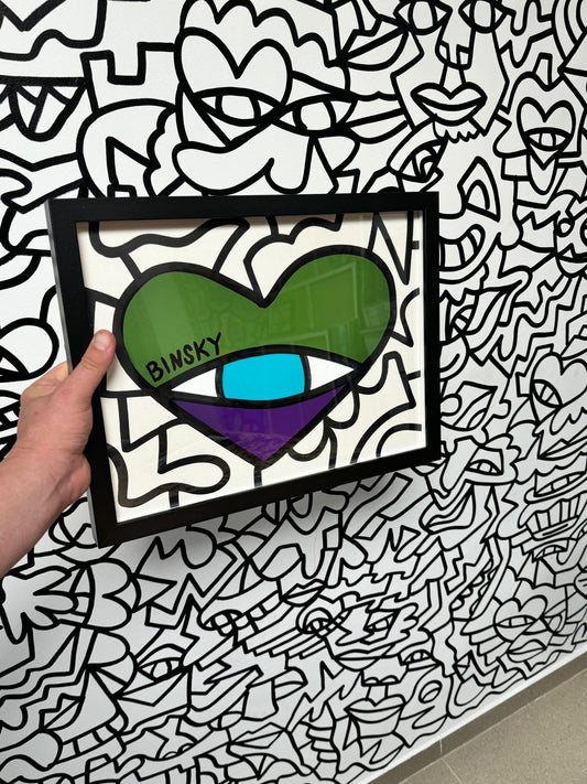 Acrylic heart painting on recycled paper