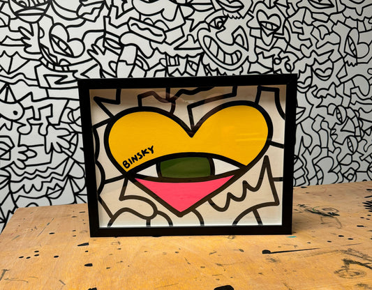 Acrylic heart painting on recycled paper