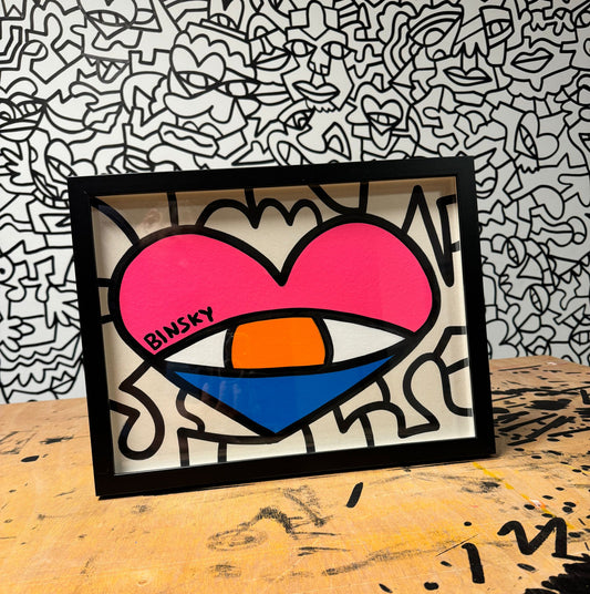 Acrylic heart painting on recycled paper