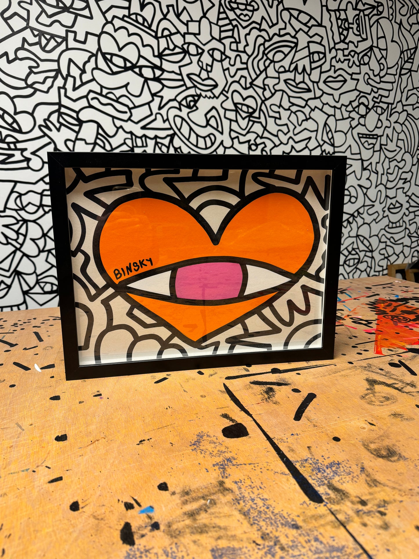 Acrylic heart painting on recycled paper