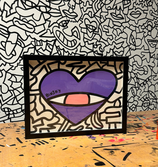 Acrylic heart painting on recycled paper
