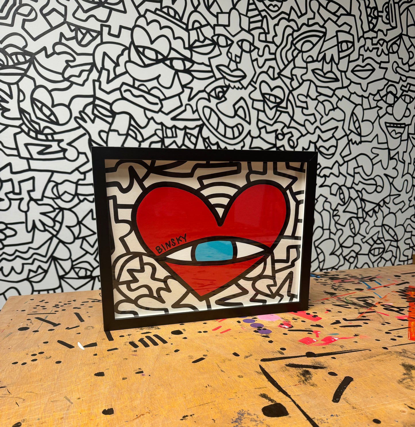 Acrylic heart painting on recycled paper
