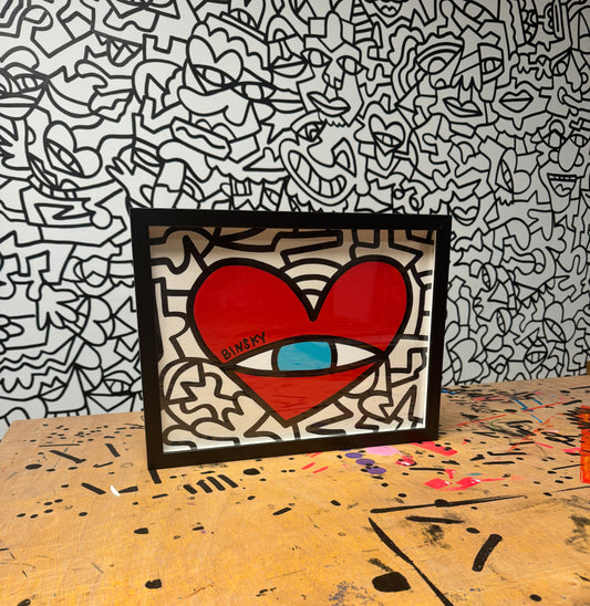 Acrylic heart painting on recycled paper