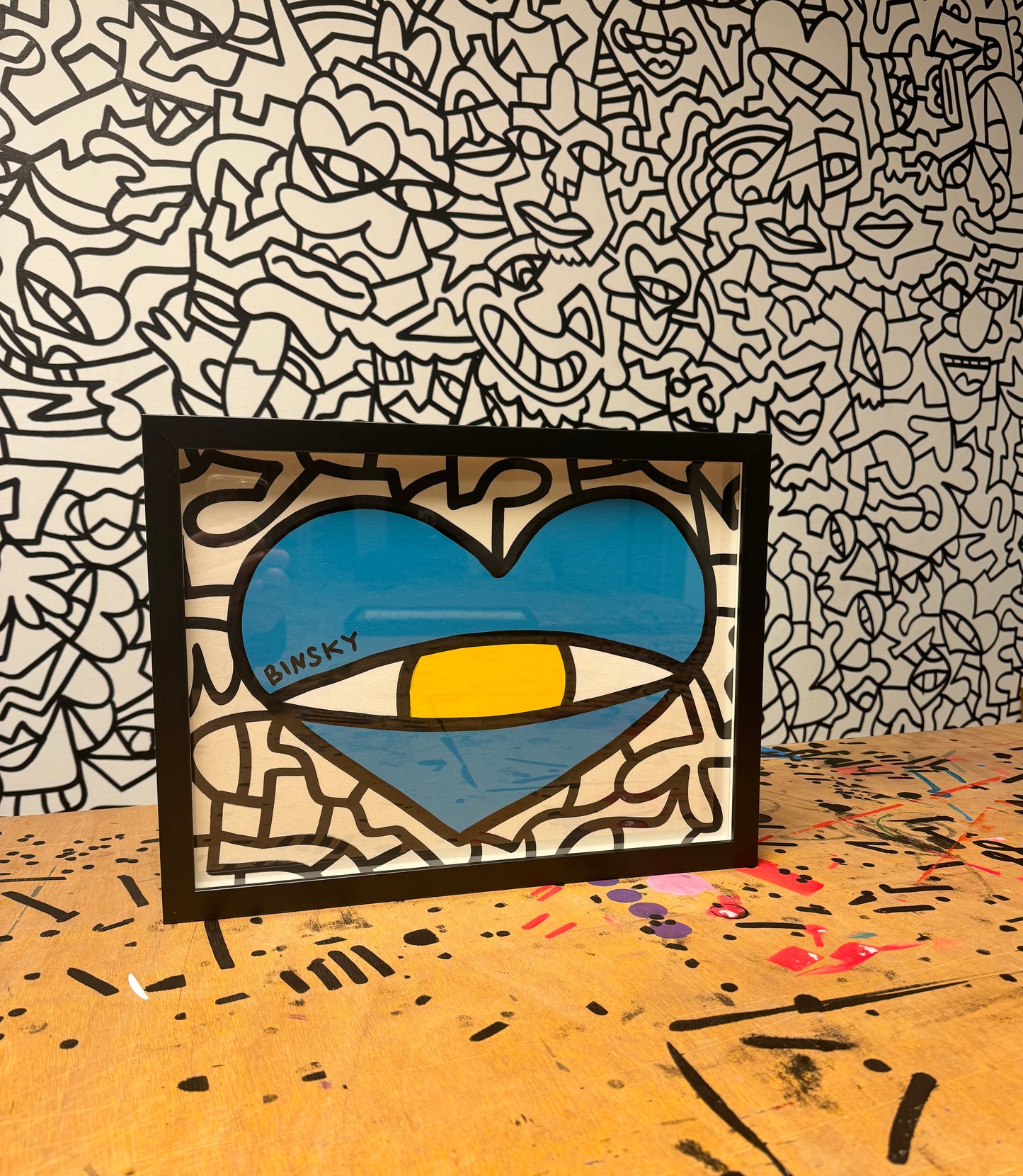 Acrylic heart painting on recycled paper