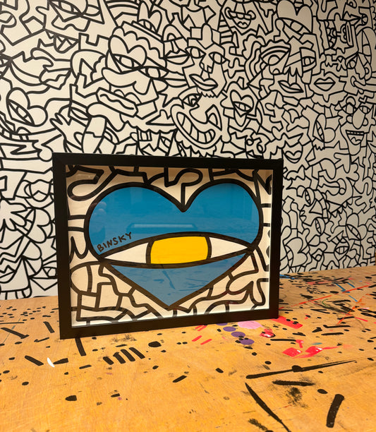 Acrylic heart painting on recycled paper